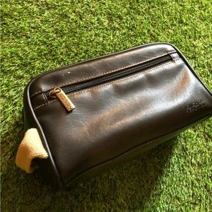 Kenneth Cole Reaction Black Leather Shave Kit Bag